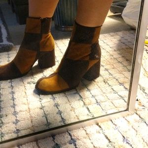 Leather patchwork ankle boots sz 7.5